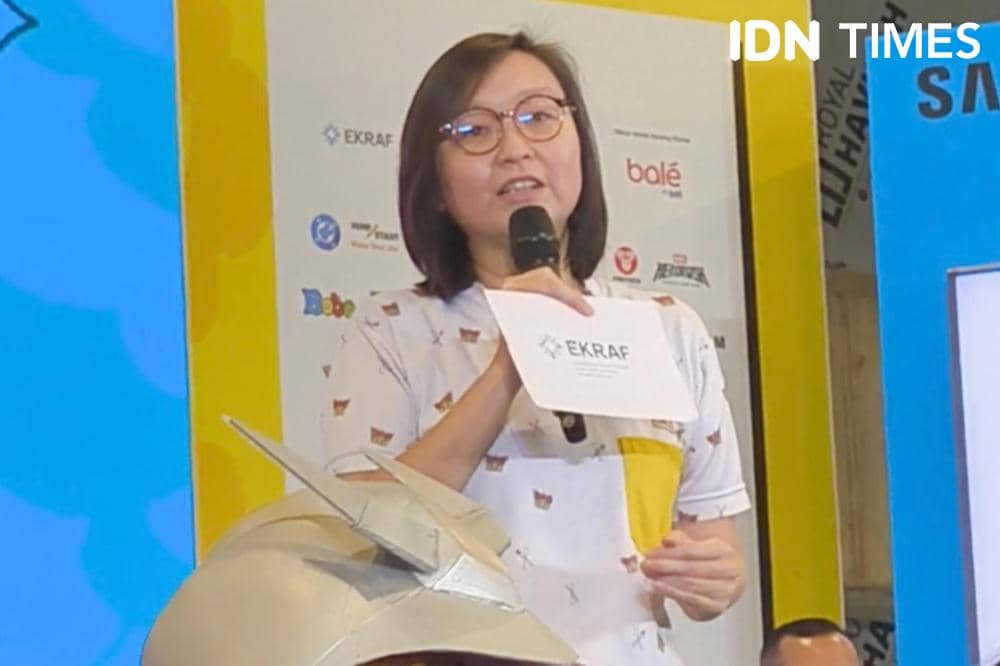 Potret Wamenekraf Irene Umar saat menghadiri Indonesia Comic Con 2026 di Jakarta, Sabtu (3/10/2026) (IDN Times/Juan Dwi)