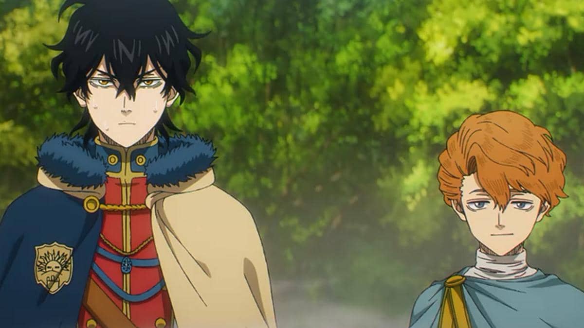 Yuno dan Langris, karakter dari Black Clover Season 2, dalam cuplikan adegan anime bernuansa dramatis.