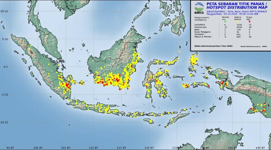 Awal Oktober Hotspot Sumsel Kian Parah, Hari Ini Sentuh 2.426 Titik