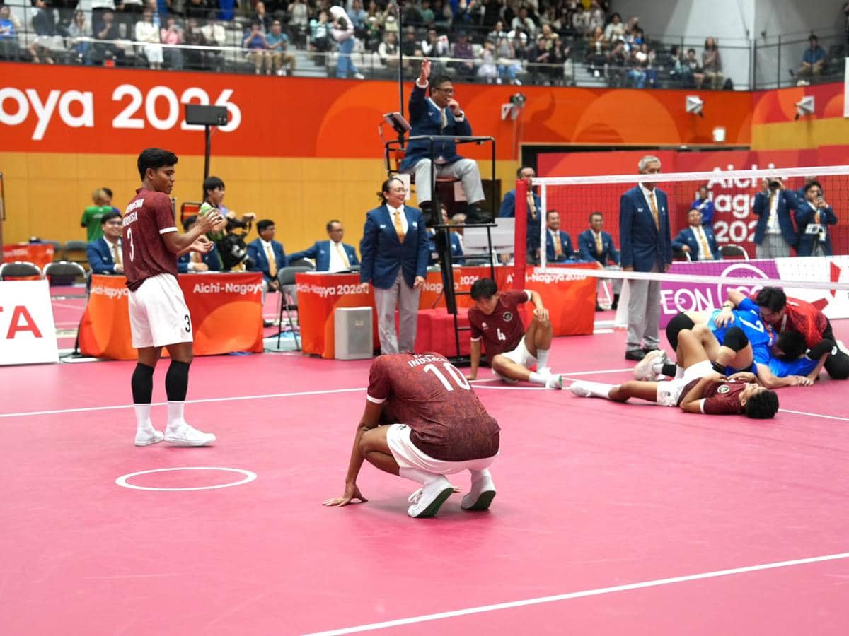 Tim sepak takraw putra Indonesia setelah mengalami kekalahan pada pertandingan final Asian Games 2026.