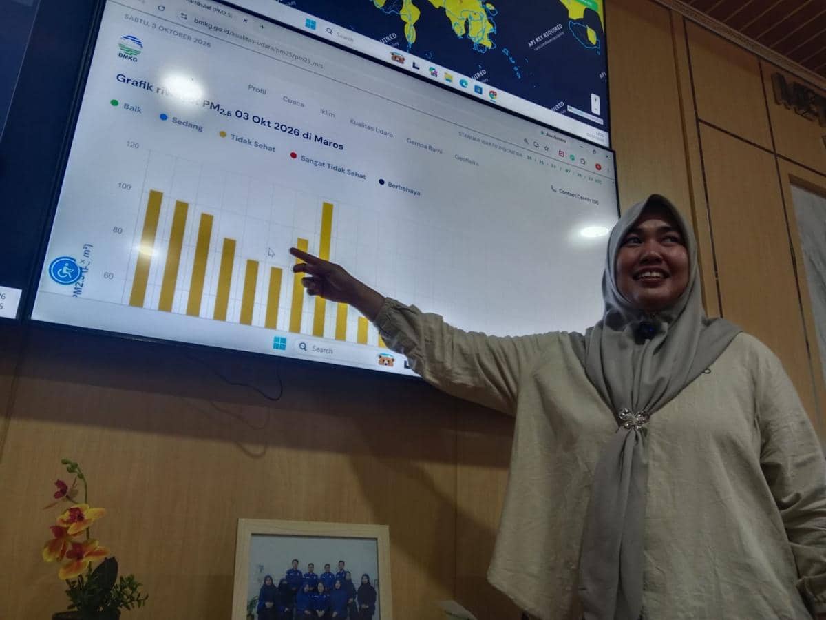 Prakirawan BBMKG IV Makassar, Asriani Idrus, mengungkapkan kualitas udara di wilayah Makassar dan sekitarnya dalam beberapa hari terakhir te