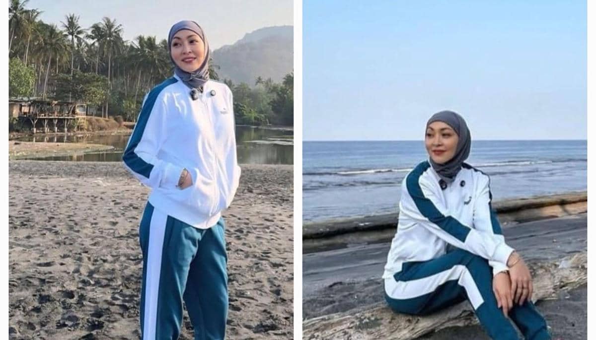 Angelina Sondakh Jalan-jalan Pagi di Pantai Senggigi, Nikmati Sunrise