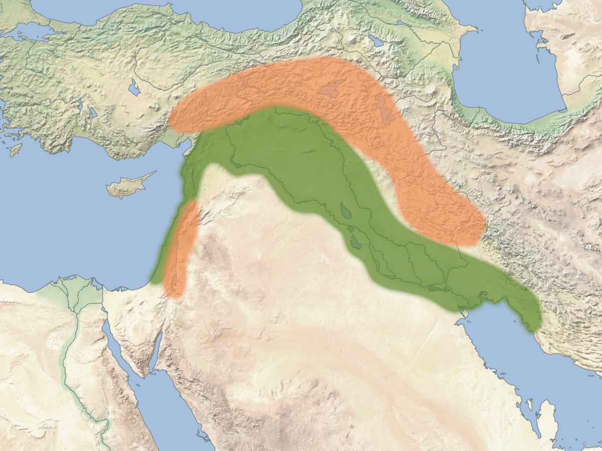 ilustrasi kawasan Fertile Crescent (commons.wikimedia.org/Joe Roe)