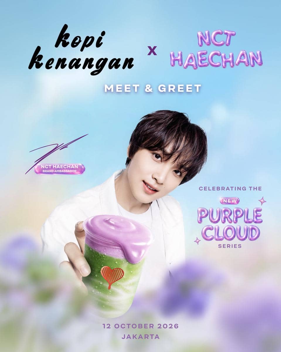 Poster promosi acara meet and greet Haechan NCT bersama Kopi Kenangan yang diunggah akun Instagram Kopi Kenangan.