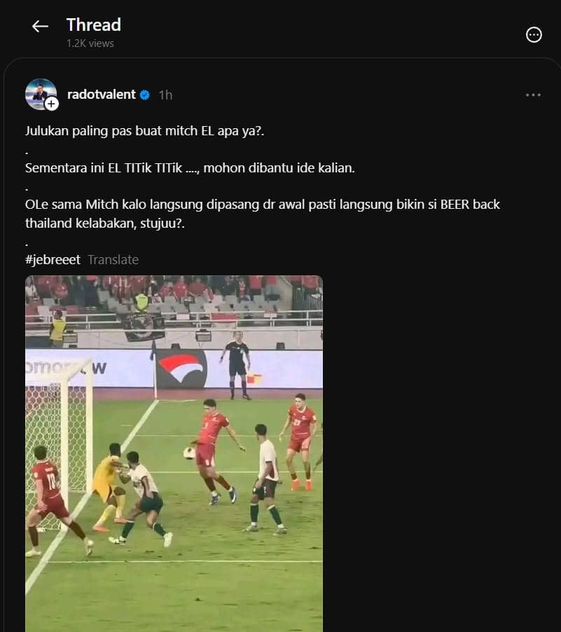 Unggahan Threads tentang dukungan artis Indonesia bagi Timnas Indonesia menjelang final FIFA ASEAN Cup 2026.