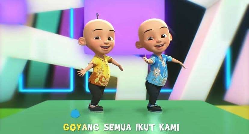 Tampilan karakter animasi Upin & Ipin dalam cuplikan tayangan dari kanal YouTube Les’ Copaque Production.