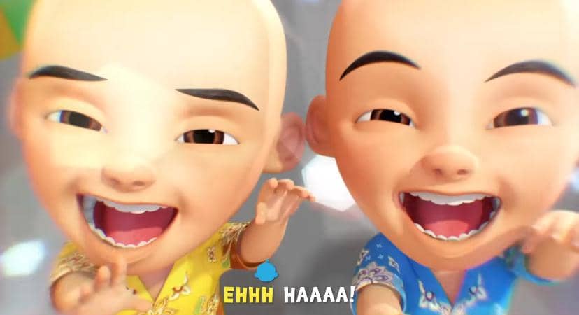 Karakter animasi Upin dan Ipin tampil dalam cuplikan video dari kanal YouTube Les' Copaque Production.