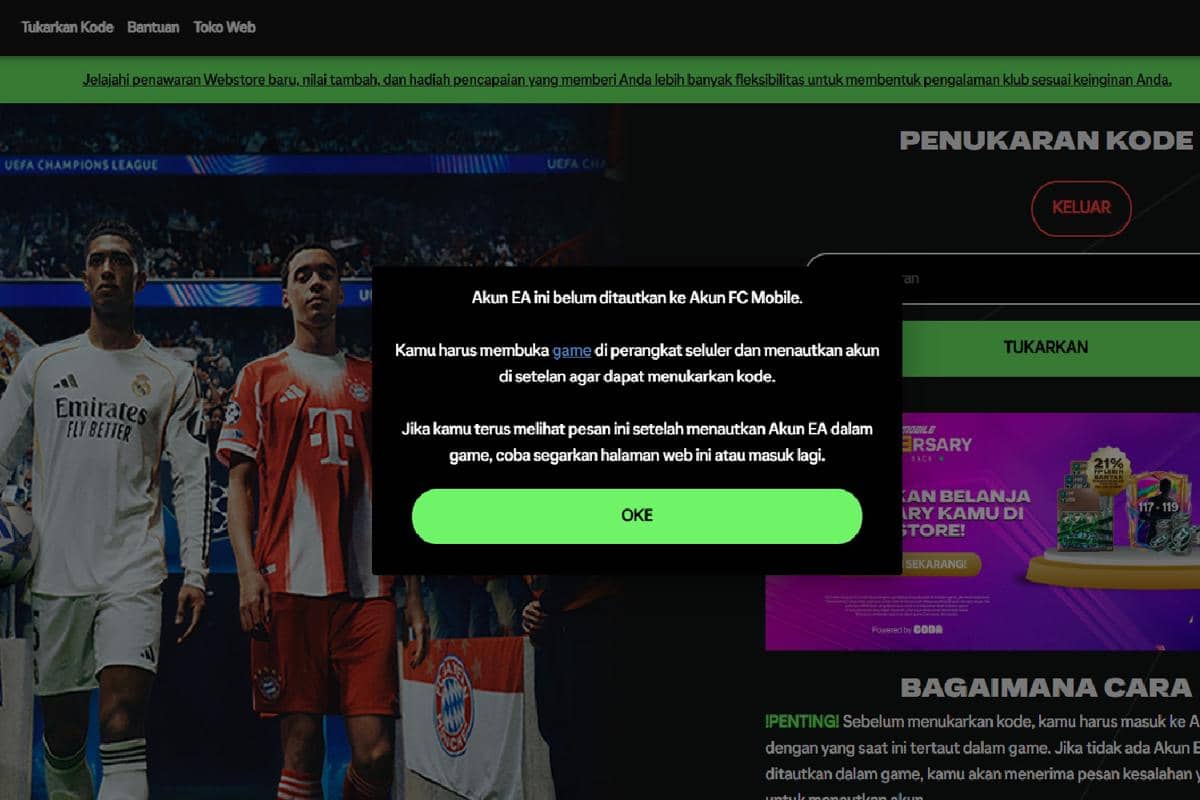 akun EA belum tertaut dengan akun game