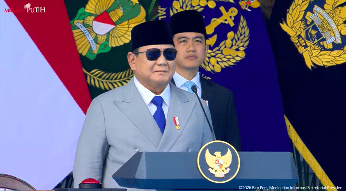 Presiden Prabowo Subianto menjadi Inspektur Upacara Peringatan HUT ke-81 TNI, Senin (5/10/2026). (Youtube/Sekretarian Kabinet)