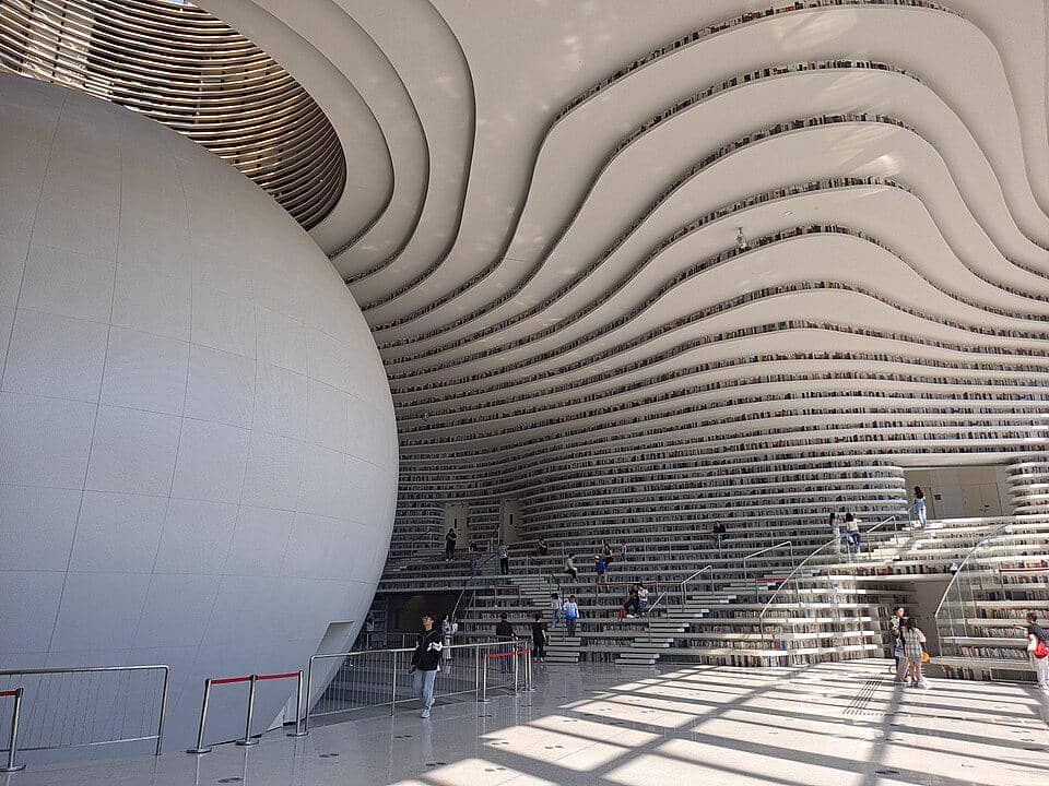Tianjin Binhai Library di Tianjin, Tiongkok.