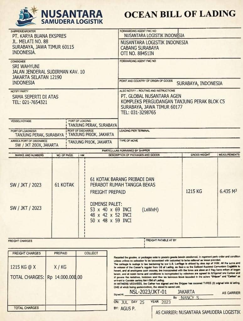 apa itu bill of lading