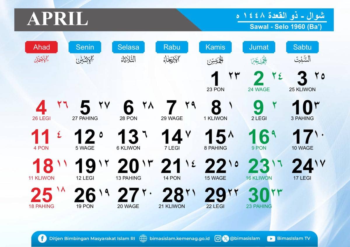 Kalender jawa April 2027