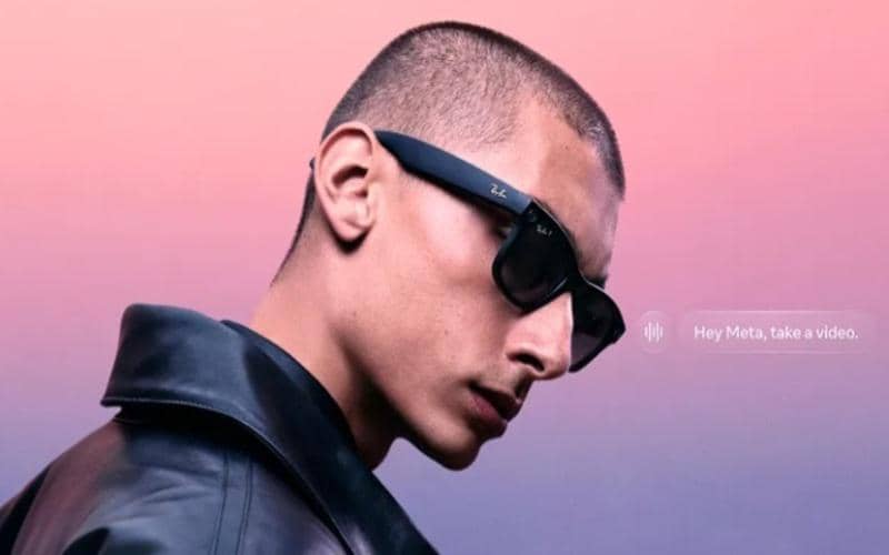 ilustrasi seseorang sedang merekam video memakai Ray-Ban Meta