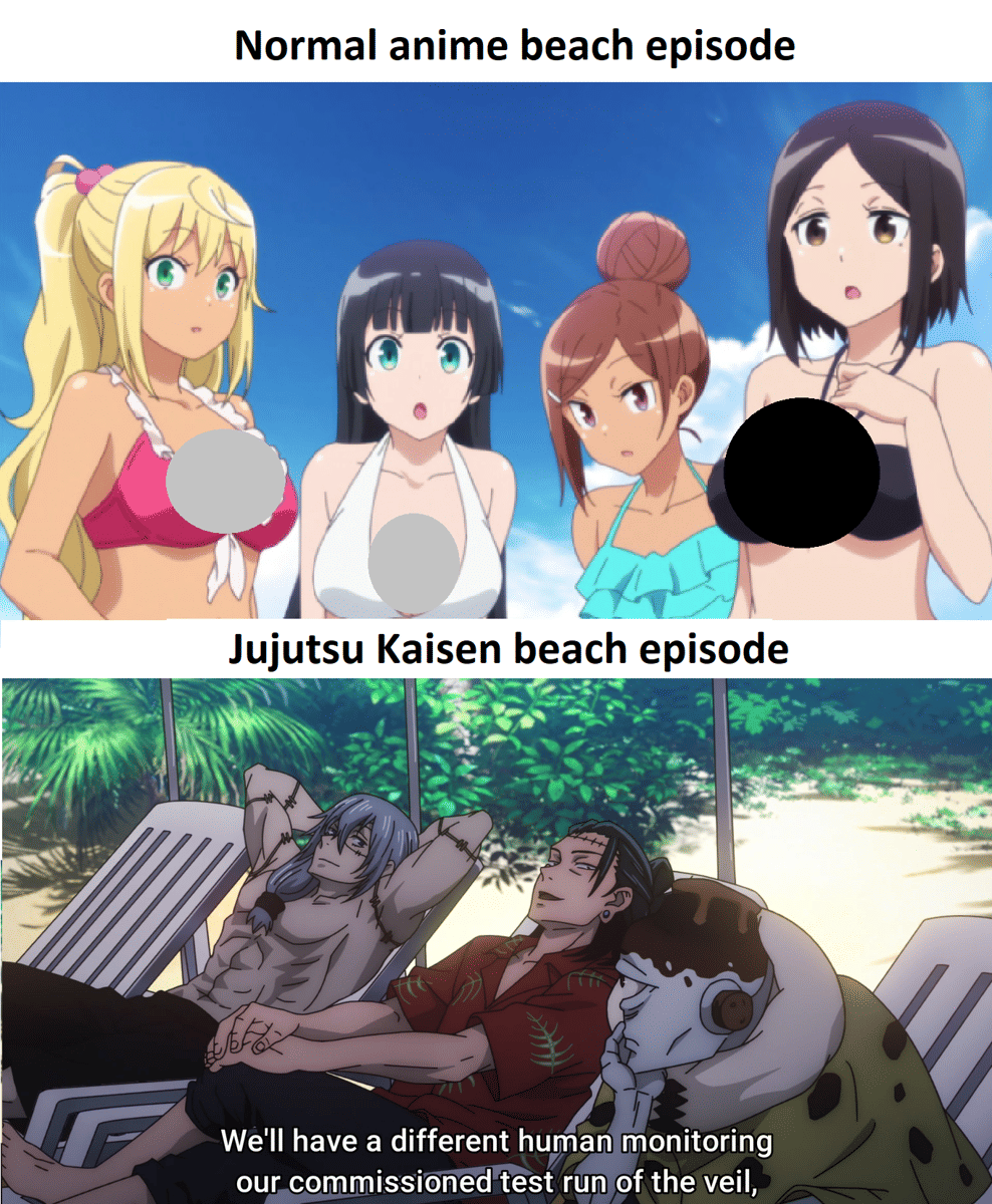 meme anime tentang episode pantai