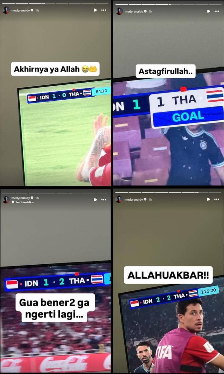 Unggahan Medy Renaldy berisi reaksi artis setelah tim nasional menjadi juara FIFA ASEAN Cup 2026.
