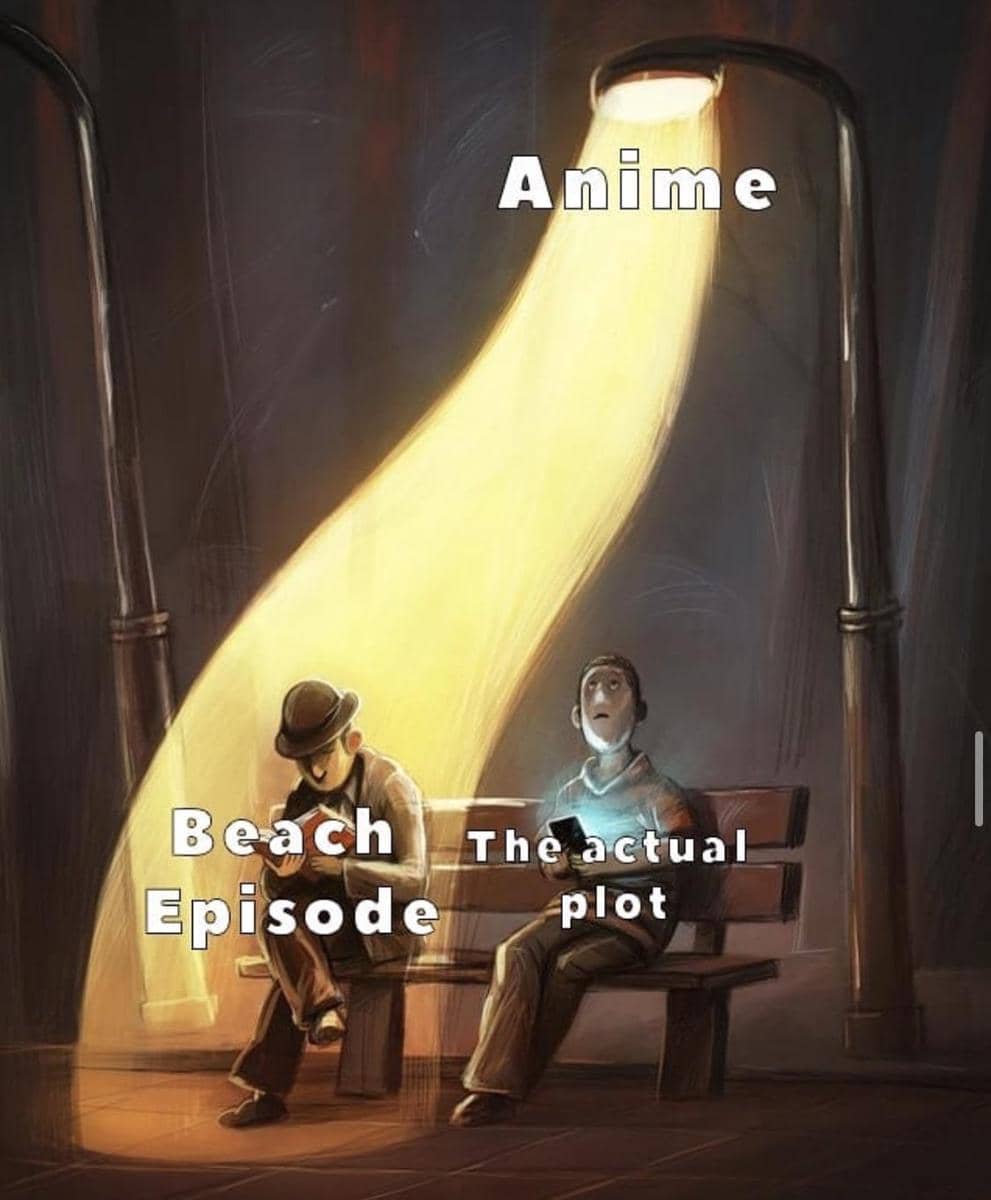 meme anime tentang episode pantai