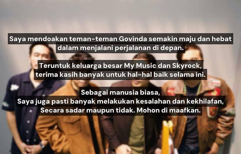 Potret Irfan yang dikabarkan keluar dari grup musik Govinda dalam unggahan di akun Instagram pribadinya.