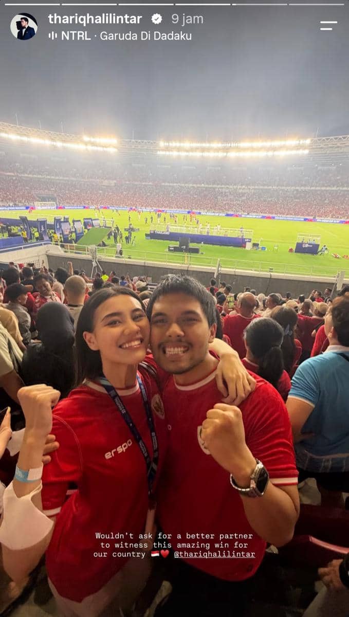 Thariq Halilintar dan Aaliyah Massaid nonton final FIFA ASEAN Cup 2026