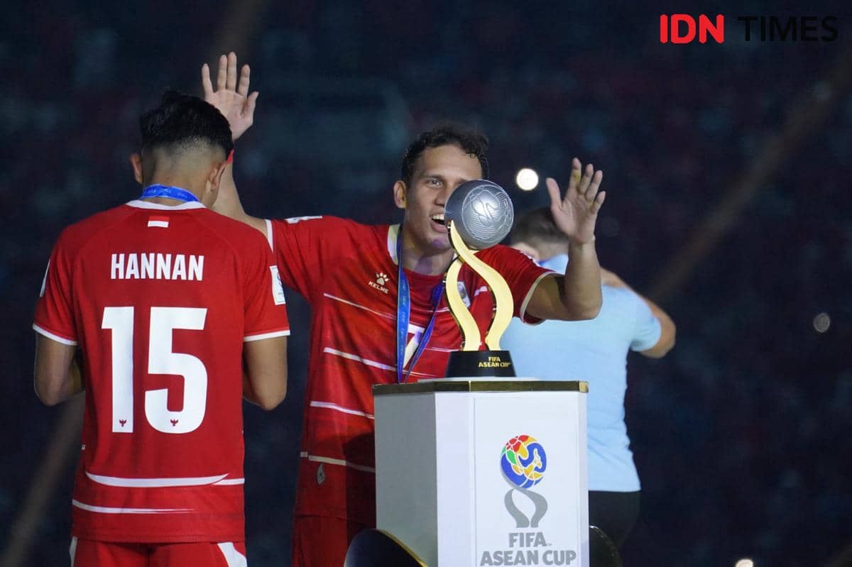 Potret kebahagiaan Timnas Indonesia usai juara FIFA ASEAN Cup 2026. (IDN Times/Sandy Firdaus)