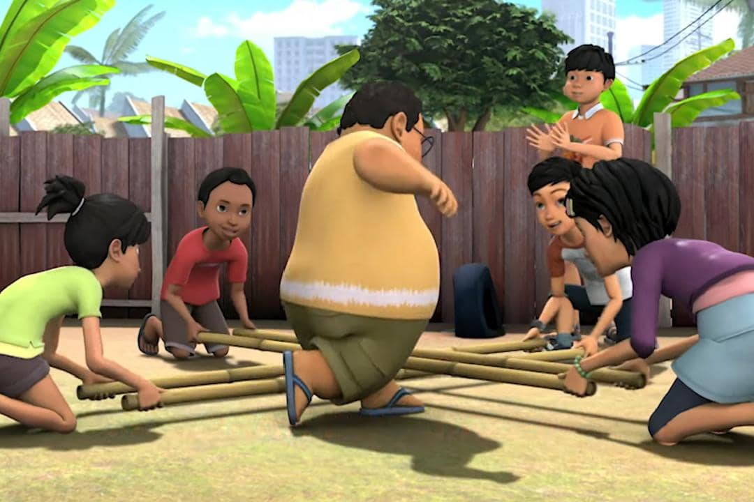 Adit dan kawan-kawannya bermain rangku alu