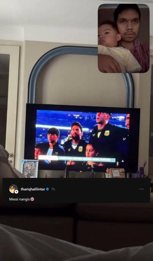 Unggahan Threads berisi reaksi artis saat menyaksikan pertandingan terakhir Lionel Messi bersama Argentina.