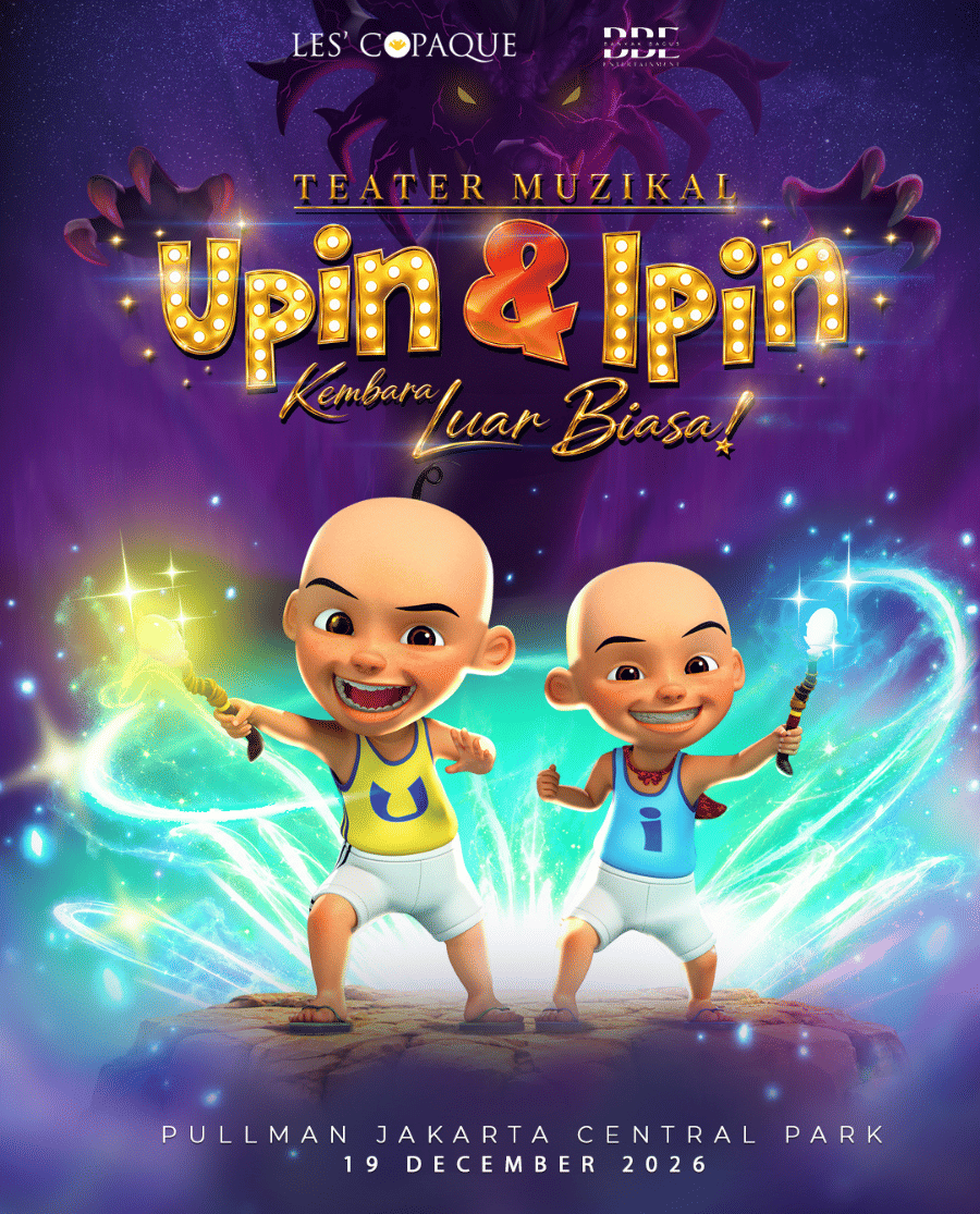 Materi promosi resmi Teater Muzikal Upin & Ipin: Kembara Luar Biasa! dari Les' Copaque Production.
