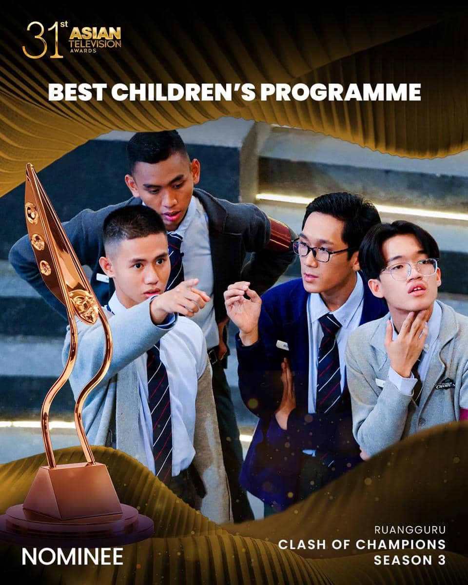 Poster Instagram Ruangguru mengumumkan Clash of Champions masuk nominasi Asian Television Awards 2026.