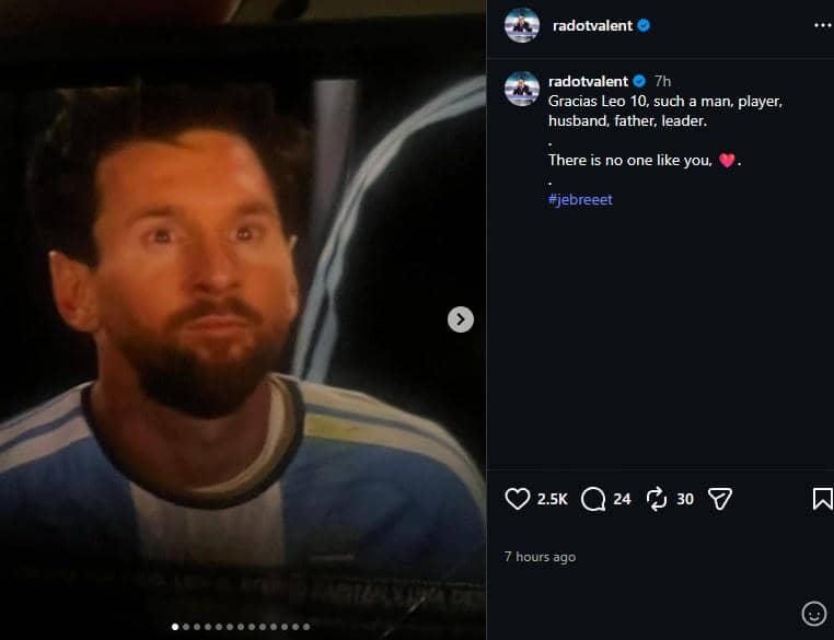 Kolase reaksi sejumlah artis saat menyaksikan pertandingan terakhir Lionel Messi bersama tim nasional Argentina.