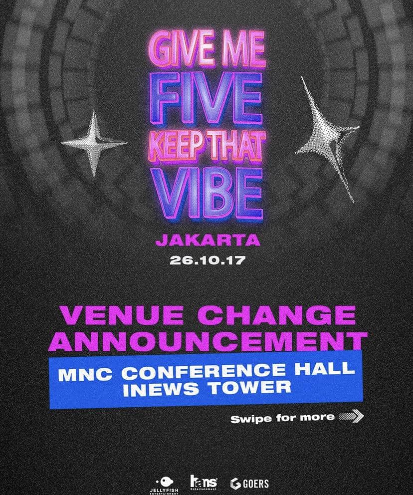 Poster pengumuman perpindahan venue konser VERIVERY di Jakarta dari Hans Entertainment melalui Instagram.