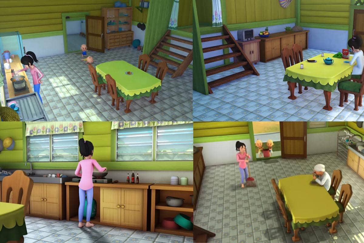 dapur di rumah Upin dan Ipin