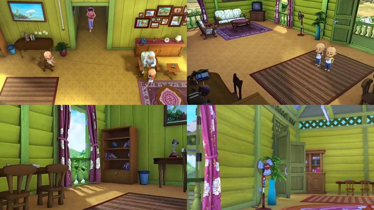 ruang depan di rumah Upin dan Ipin