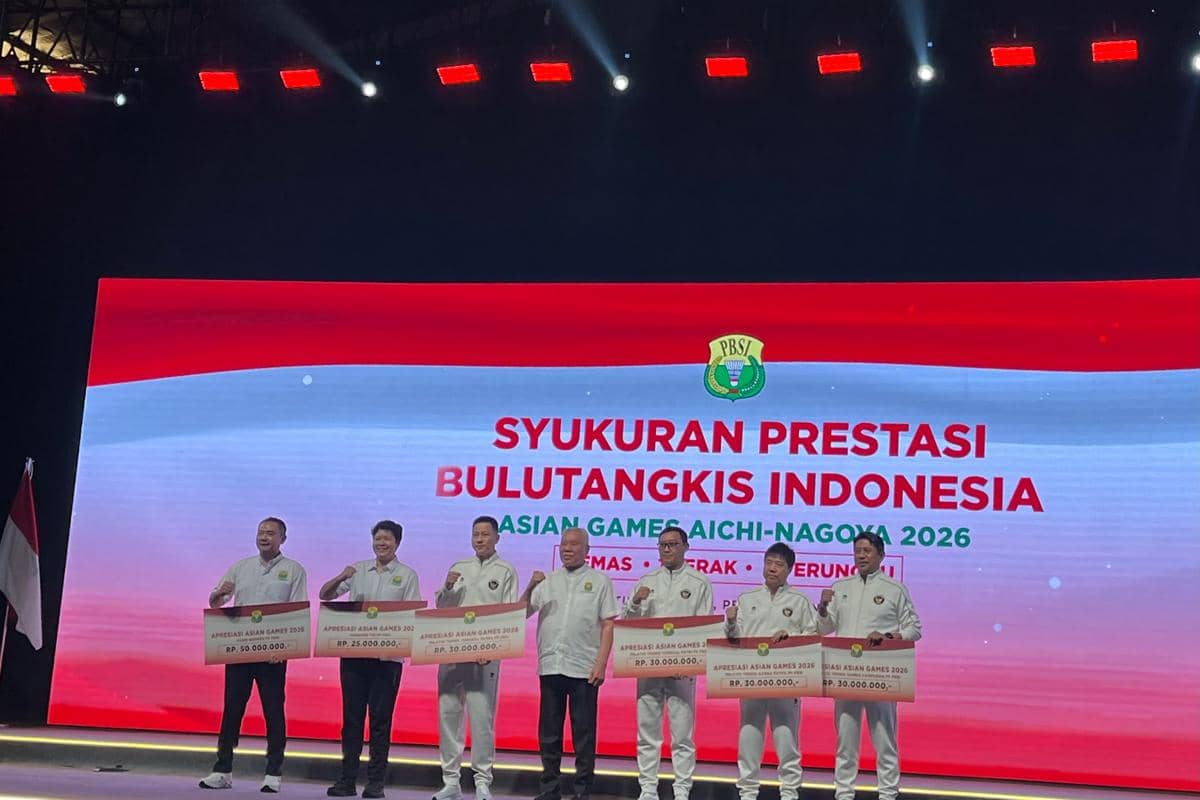 Penyerahan apresiasi dari PBSI untuk tim bulu tangkis Indonesia yang berlaga di Asian Games 2026 Aichi-Nagoya. 
