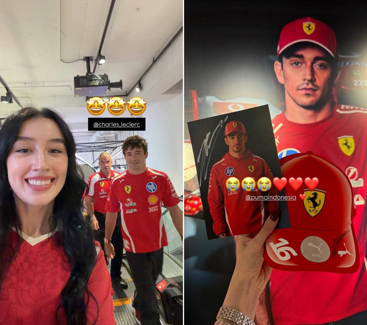 Potret Natasha Ryder bersama pembalap Formula 1 Charles Leclerc dalam unggahan di media sosial Instagram.