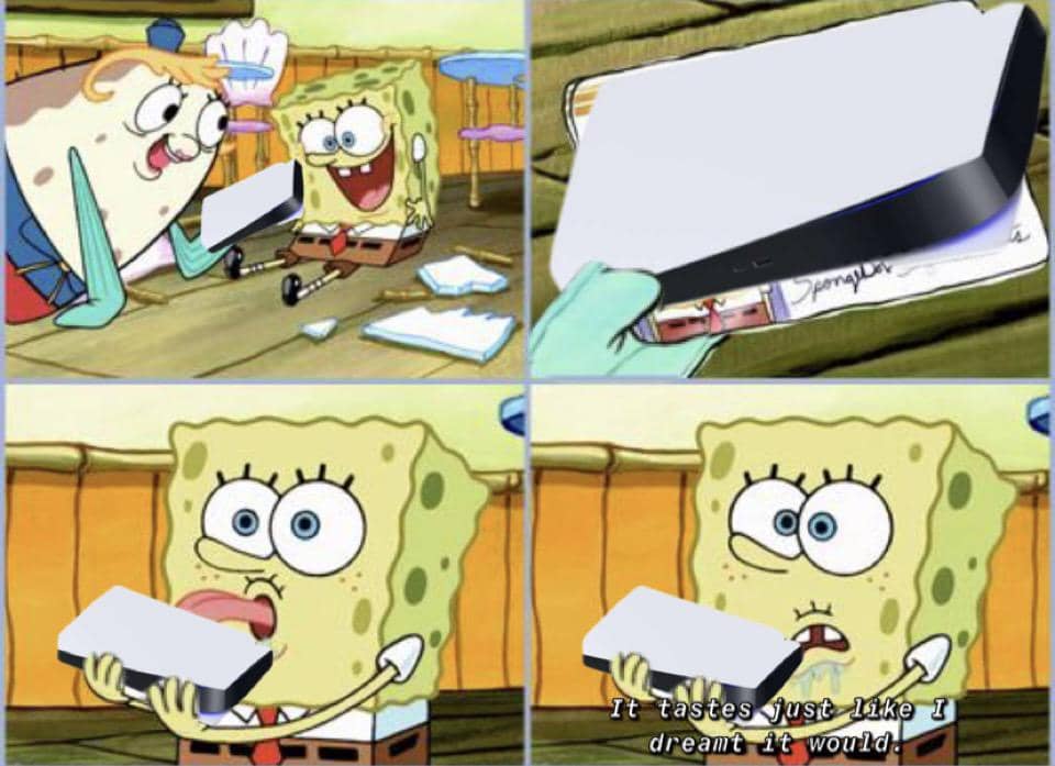 meme SpongeBob tentang PlayStation 5