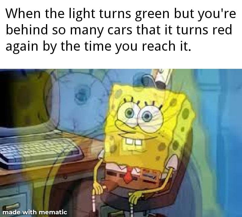meme SpongeBob tentang lampu merah
