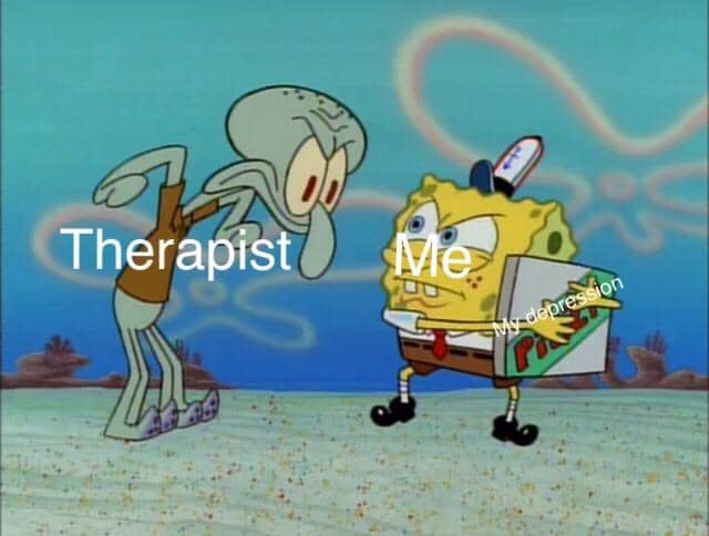 meme SpongeBob tentang terapi
