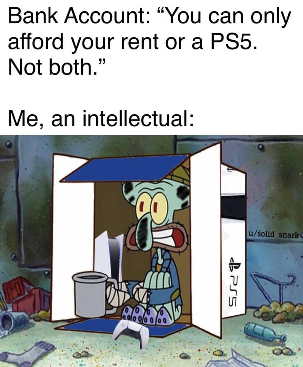 meme SpongeBob tentang PlayStation 5