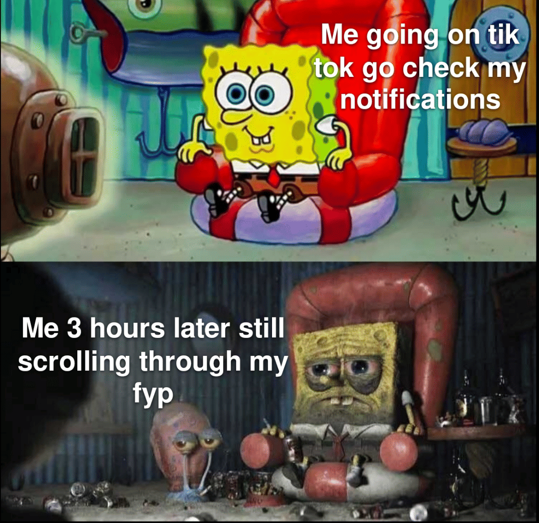 meme SpongeBob tentang kecanduan