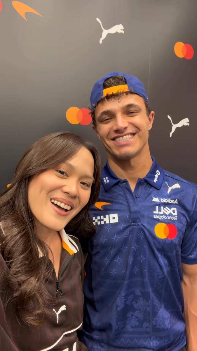 Sheryl Sheinafia dan Lando Norris berpose bersama dalam unggahan yang dibagikan melalui akun Instagram.