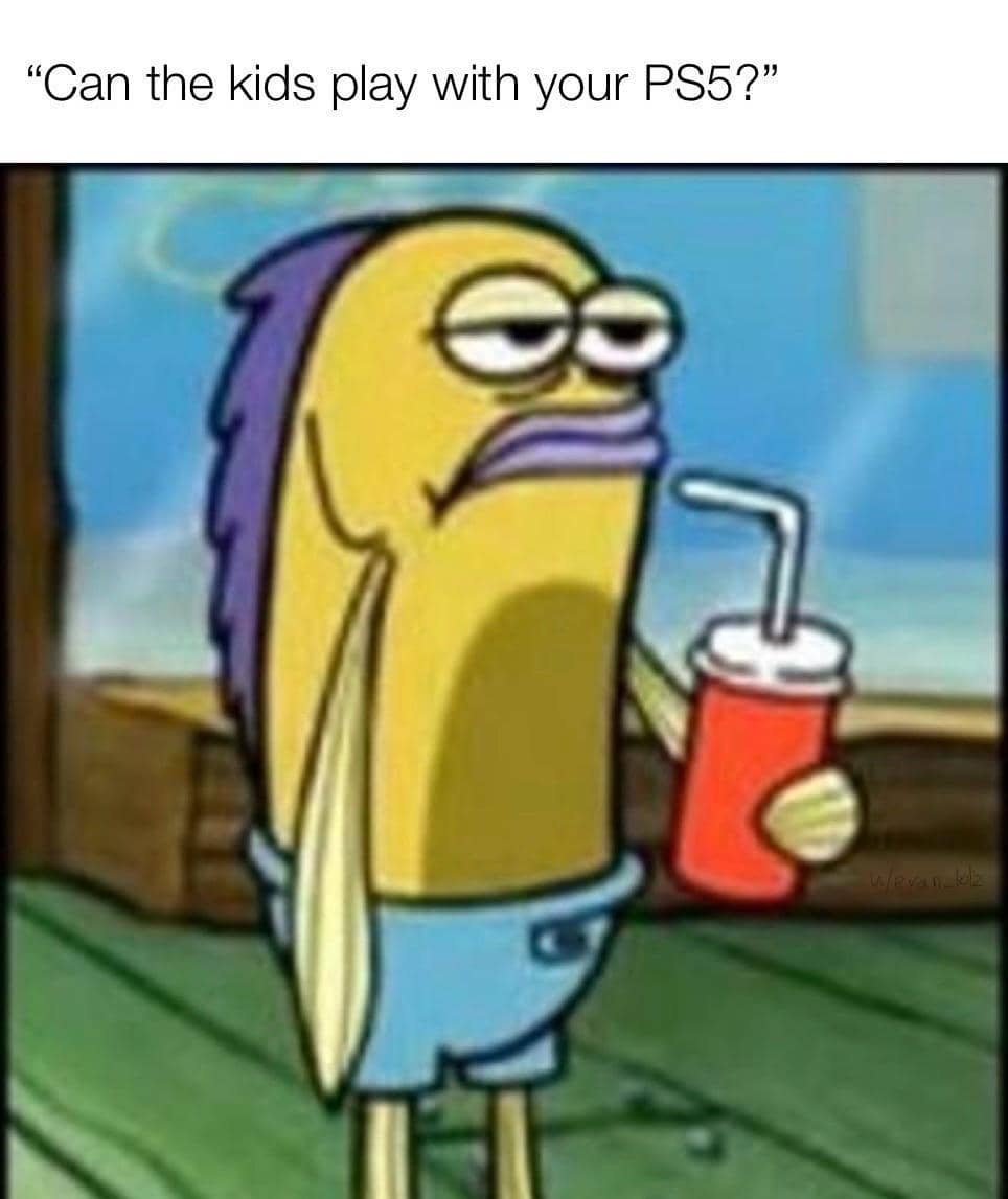meme SpongeBob tentang PlayStation 5