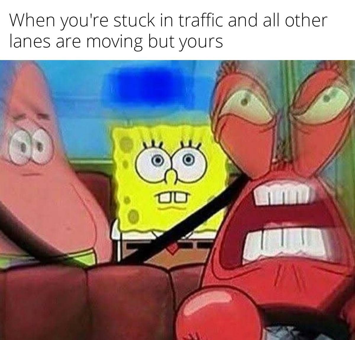 meme SpongeBob tentang lampu merah