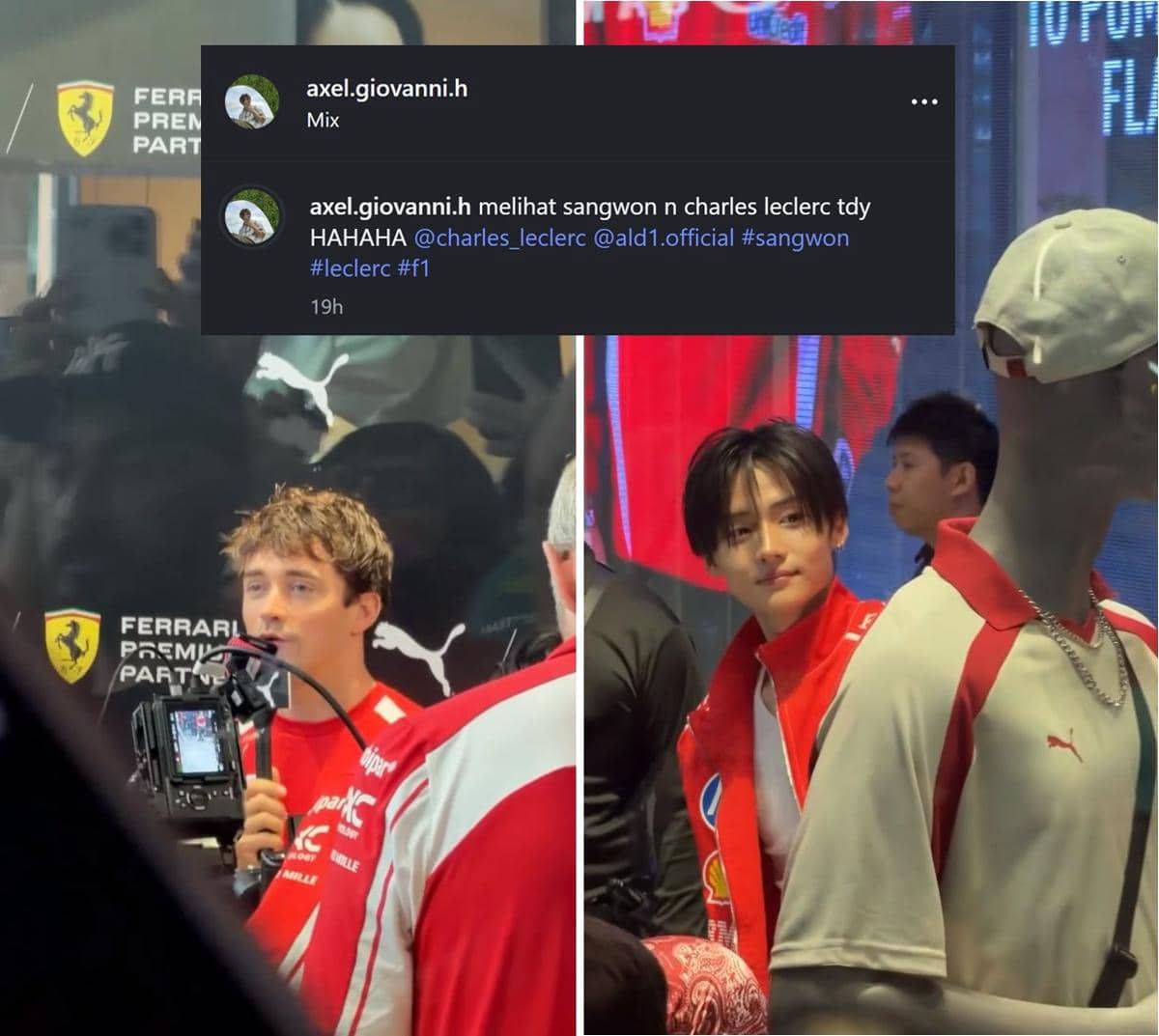 Potret Charles Leclerc bersama Sangwon ALD1 dalam unggahan yang dibagikan akun Instagram @axel.giovanni.h.