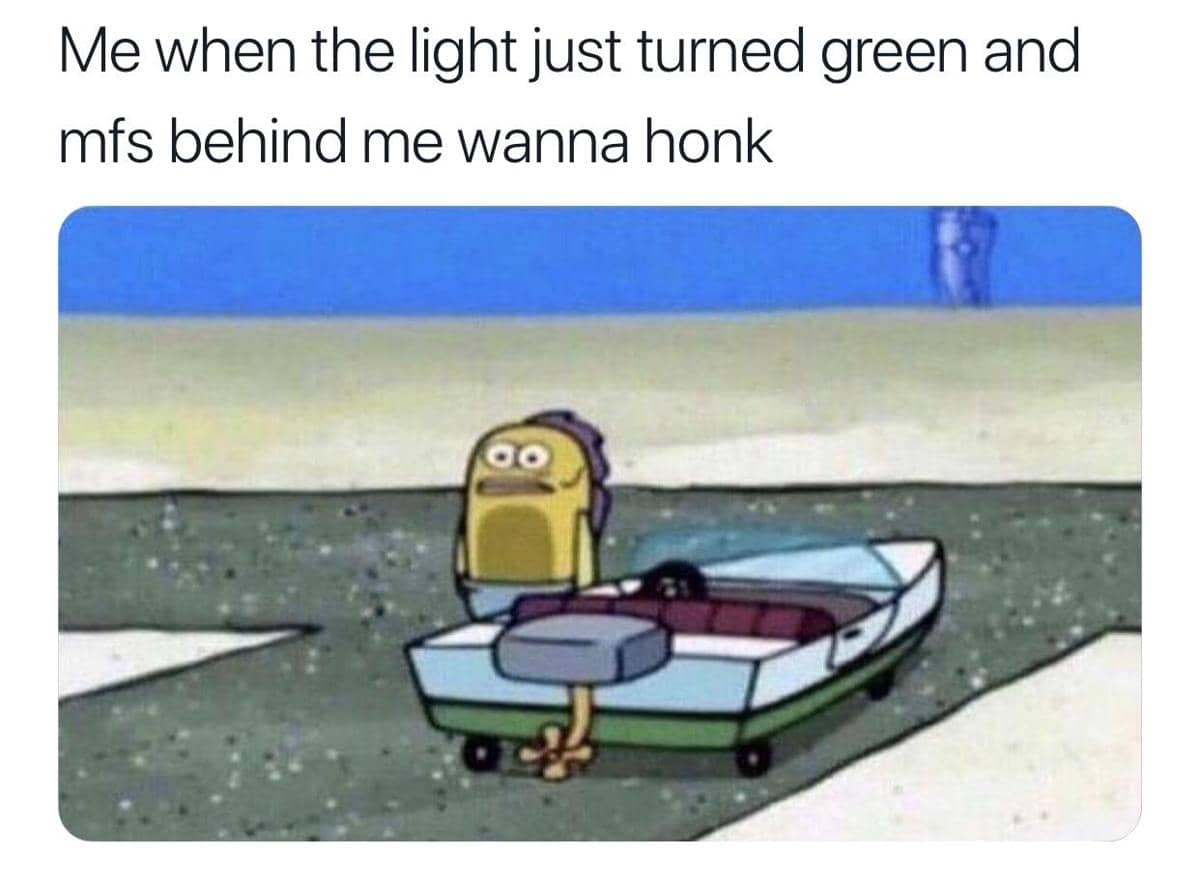 meme SpongeBob tentang lampu merah