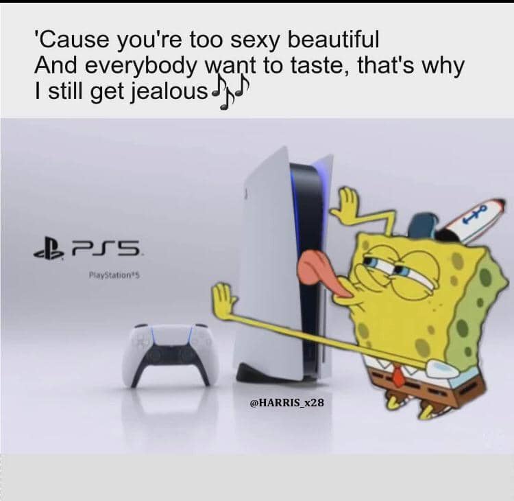 meme SpongeBob tentang PlayStation 5