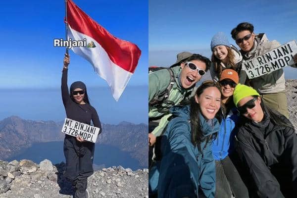 Momen Yura Yunita Mendaki Gunung Rinjani Bersama Sahabat Selebnya