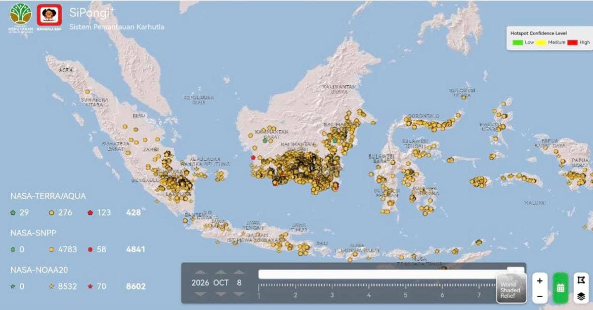Hotspot Sumsel Kini 2.590 Titik, Kualitas Udara 3 Daerah Berbahaya!