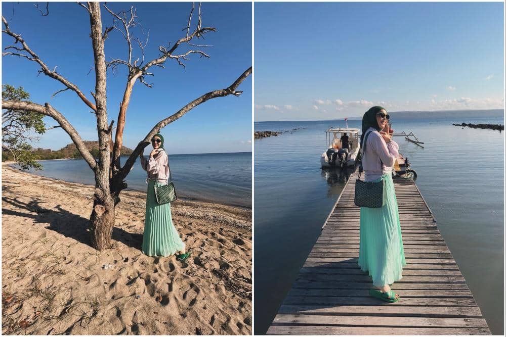 Angelina Sondakh Menikmati Suasana Pantai di Tepi Resort di Sumbawa