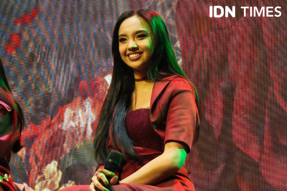 Potret Lyodra dalam press conference album terbarunya, Terkunci di kamu, yang digelar di Jakarta, Rabu (7/10/2026) (IDN Times/Juan Dwi)