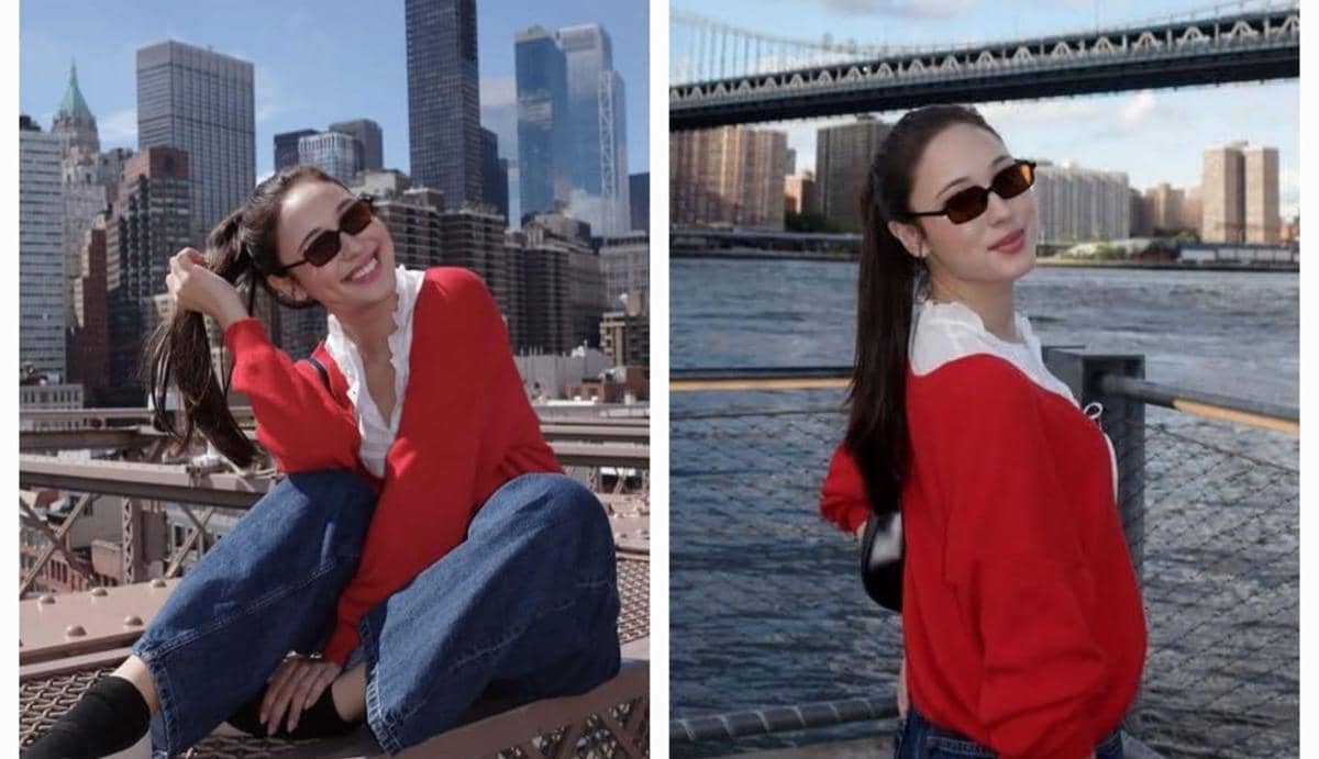 Yasmin Napper Jalan-jalan di Broadway, Bak Model di Jembatan Ikonik