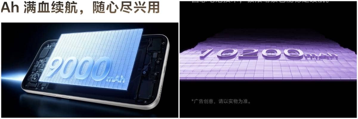 ilustrasi kapasitas baterai vivo Y600k Turbo (kiri) dan vivo Y600s Pro (kanan)